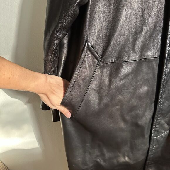 Michael Hoban Men’s XXL NORTH BEACH LEATHER Coat Overcoat Goth Rock 80s - Picture 7 of 16